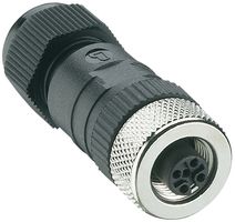 LUMBERG AUTOMATION RKC 4/7 传感器连接器, M12, 母, 4路, 电缆