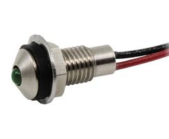 VCC / VISUAL COMMUNICATIONS COMPANY CDLB-1-2700-9908-I 发光二极管面板指示灯, 6MM, 绿色, 12VDC