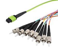 L-COM MPM8OM5-STR-1 光纤线缆, MPO 插头-ST,MM, 1M