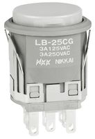 NKK SWITCHES LB25CGW01-H SWITCH, PUSHBUTTON, NON-ILLUMINATED, DPD