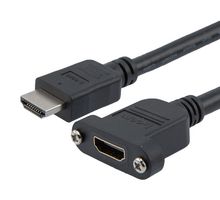 L-COM HD21P-MFP-BLK-1M HDMI 2.1 CABLE, M/F PANEL MOUNT, PVC, BL