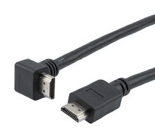 L-COM HD21PRAU-MM-BLK-05M. 接口HDMI 2.1 电缆, M/RA-UP-M, 聚氯乙烯, 黑色, 0.5