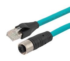 L-COM TRG506-T4T-05M SENOR CORD, 4P M12 RCPT-RJ45 PLUG, 19.7"