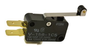 OMRON ELECTRONIC COMPONENTS V-156-1A5-T MICRO SW, ROLLER LEVER, SPDT, 15A, 250V
