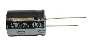 NICHICON URS1E472MHD 铝电解电容, 4700uF, 25V, 20%, 径向引线