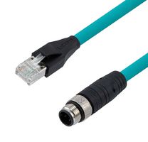 L-COM TRG504-T4T-15M 传感器 线缆, M12 公-RJ45 公, 49.2英尺