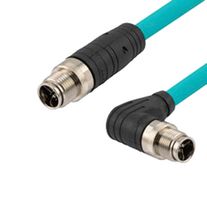 L-COM TRG612-T6T-05M 电缆组件, M12 直角型公-M12公/19.7英寸