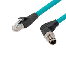L-COM TRG613-T6T-05M 电缆组件, M12 直角型公-RJ45公/19.7英寸