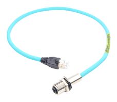 MOLEX 130054-0043 传感器 线缆, 4P M12 母-RJ45 公/19.7英寸