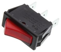 E-SWITCH RB141D1000-116. 船型开关, 发光, SPST, 红色, 面板