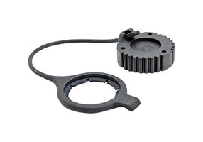 AMPHENOL SINE/TUCHEL AHDC169-T-BLK CAP W/ RUBBER TETHER, 9POS, BLACK