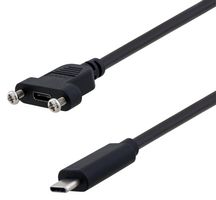 L-COM U3A00057-05M. 电缆, USB, 3.0 C 连接器, 公-母, 19.7英寸, 黑色