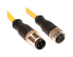 MUELLER ELECTRIC C4AC10M004 M12 CORDSET, 4-POS MALE STRAIGHT-FEMALE STRAIGHT, 22 AWG, 4M 68AK2080