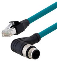 L-COM TRG508-T4T-1M 传感器线缆, 4P M12-RJ45 连接器, 公, 1M