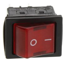 E-SWITCH RBW2ABLKRILFF1. 船型开关, DPST, 16A, 125VAC, 面板