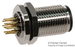 NORCOMP 860-012-113R004. 传感器连接器, M12, 公, 12路, 面板