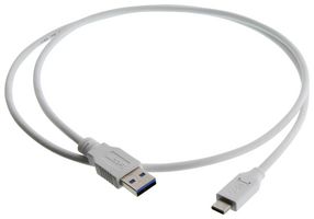 L-COM U3A00063-1M 电缆, USB, 3.0 A 公-C 公, 白色, 3.3英尺