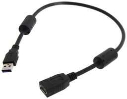 L-COM U3A00086-05M USB CABLE, 3.0 A PLUG-A RCPT, BLK, 19.7"