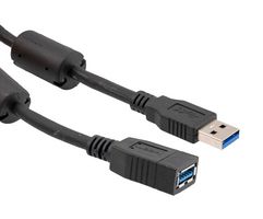 L-COM U3A00090-2M 电缆, USB, 3.0 A 公-A 母, 黑色, 6.6英尺