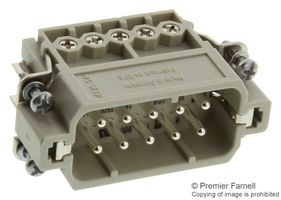 HARTING 09200102612 RECTANGULAR HAN INSERT, PLUG 10WAY SCREW