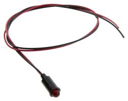 DIALIGHT 559-0103-027F 发光二极管面板指示器, 6.35MM, 红色, 12VDC