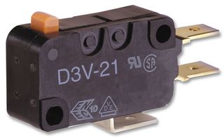 OMRON ELECTRONIC COMPONENTS D3V-16G-1C5 微动开关, 小型, 针式柱塞, SPDT, 快速连接,焊接, 16 A