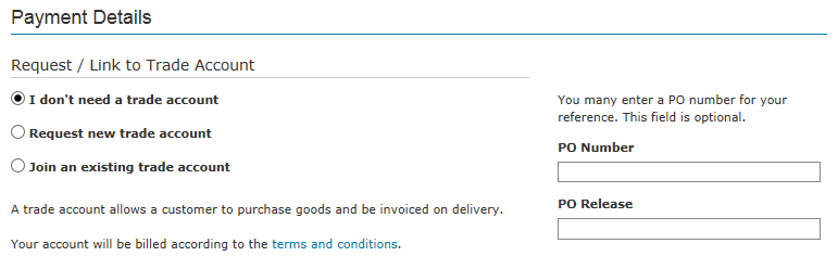 order information page