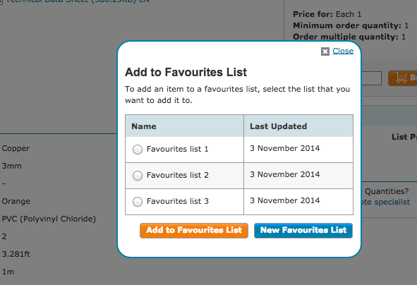 Add to Favorites list