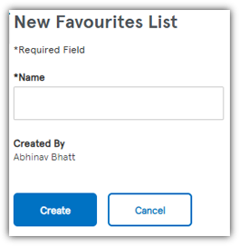 Creating a Favourites List