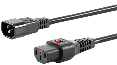 带锁定功能的电源线，适用于 IEC 输入